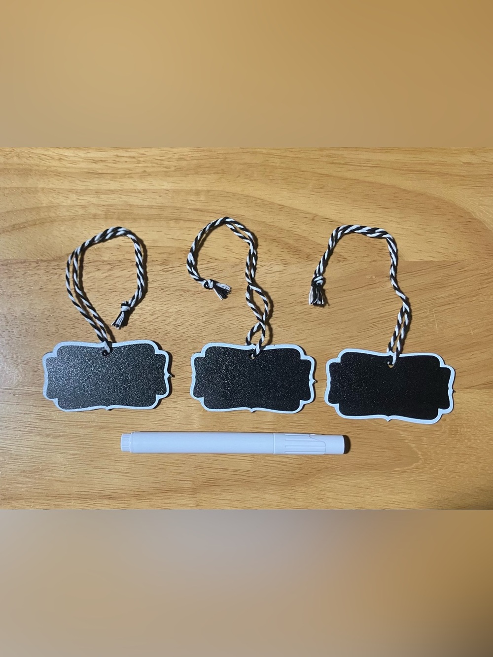 Set of 3 Hanging Wooden Chalk Board Style Labels